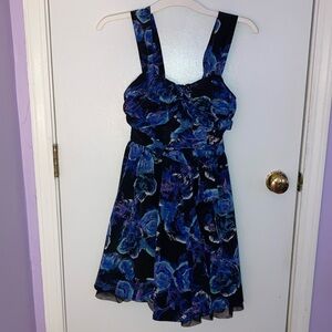 Floral Black and Blue Dress